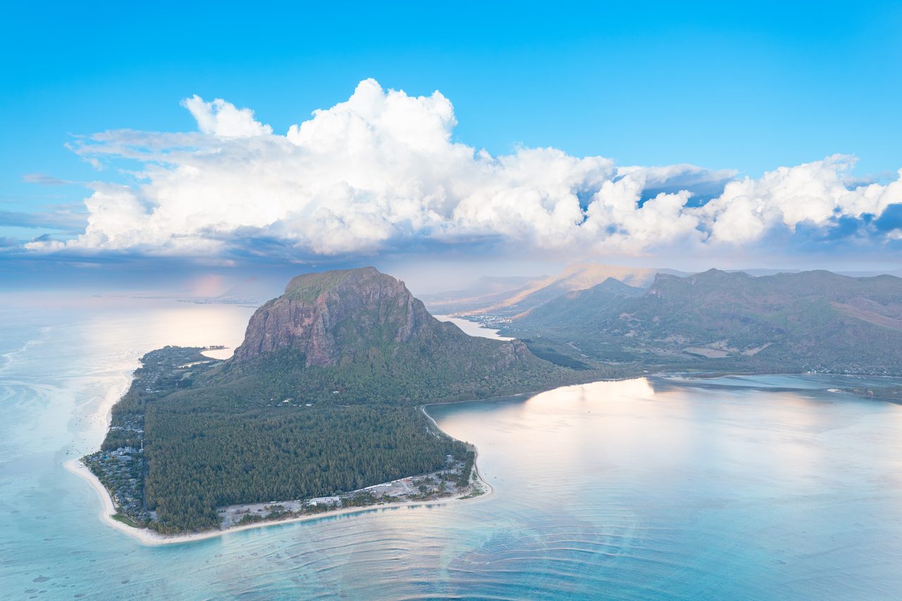 Le Morne Brabant mountain and lagoon in Mauritius