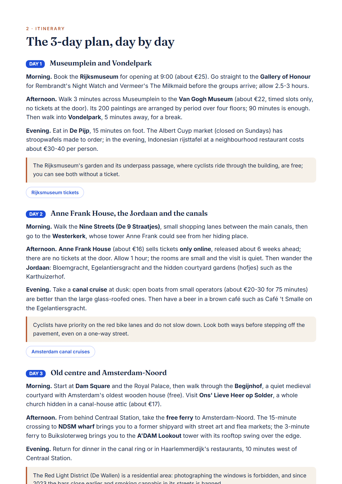 Amsterdam 3-Day Travel Guide 2026 — Itinerary, Food, Maps & Budget Planner (PDF) — page 2