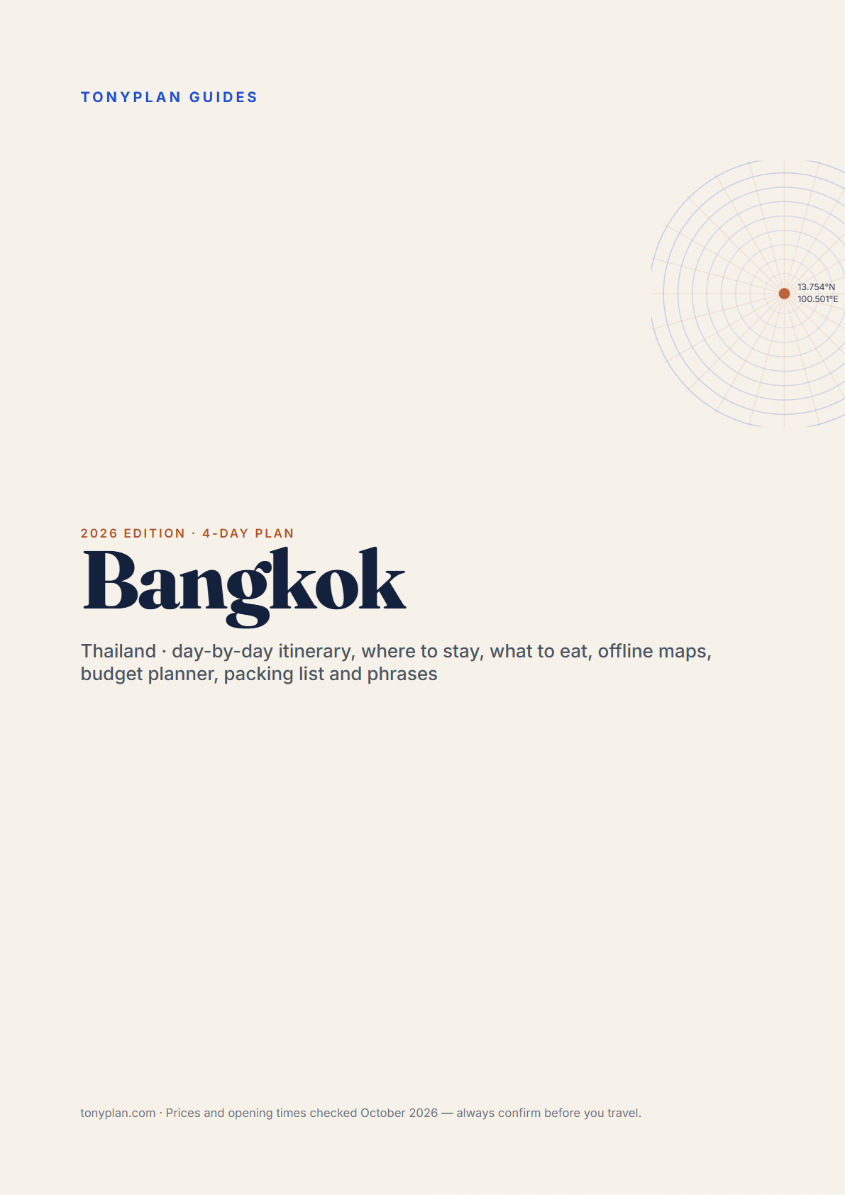 Bangkok 4-Day Travel Guide 2026 — Itinerary, Food, Maps & Budget Planner (PDF) — preview