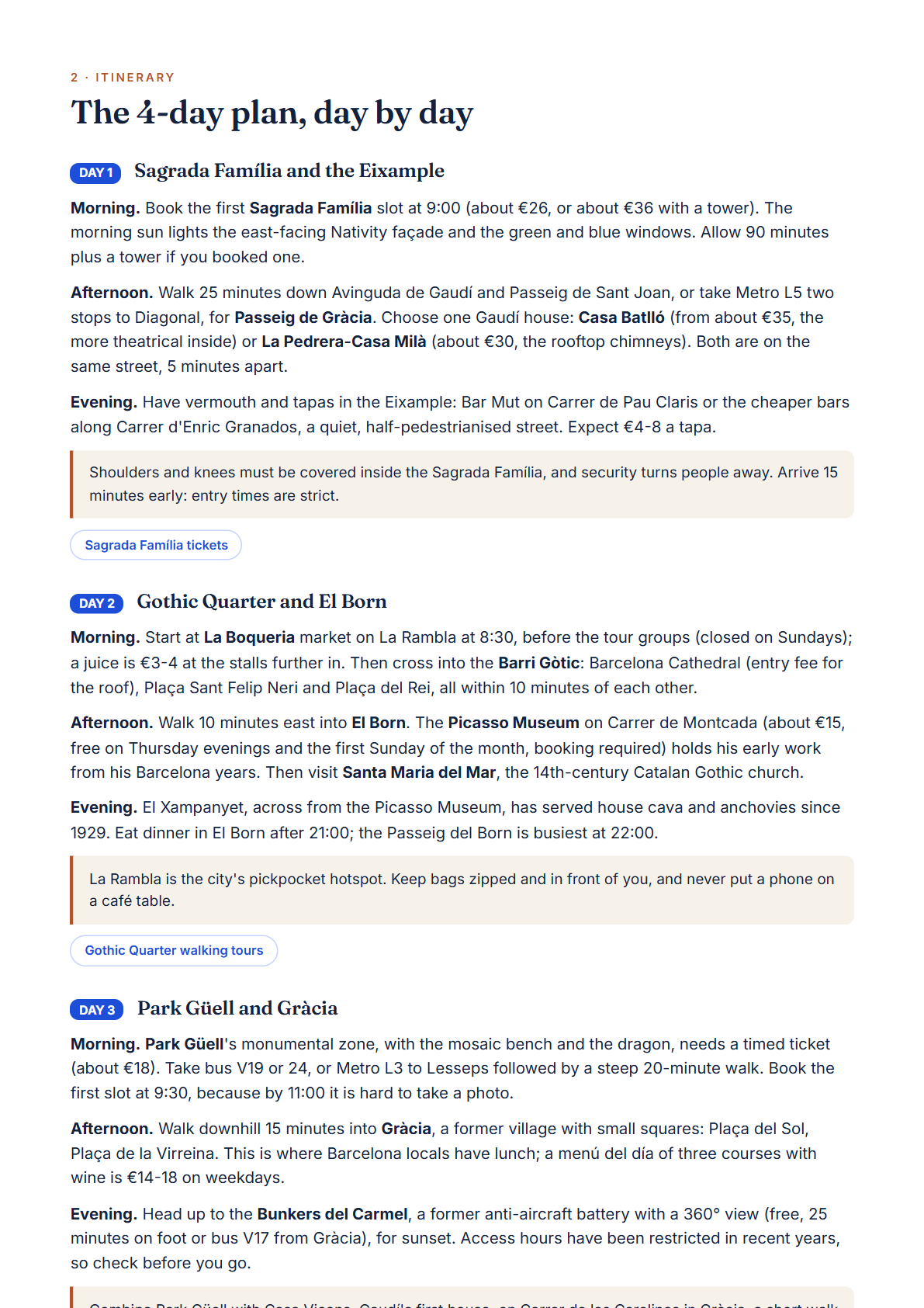 Barcelona 4-Day Travel Guide 2026 — Itinerary, Food, Maps & Budget Planner (PDF) — page 2