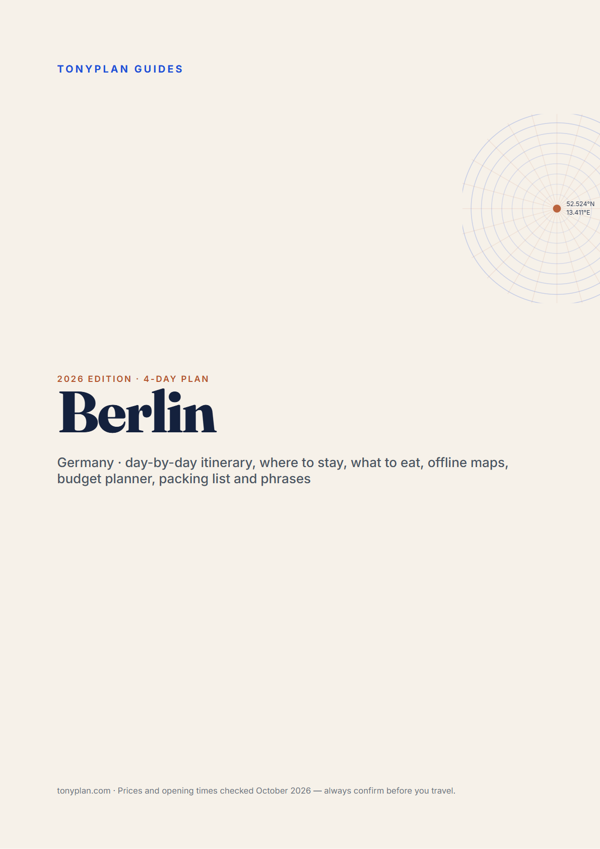 Berlin 4-Day Travel Guide 2026 — Itinerary, Food, Maps & Budget Planner (PDF) — preview