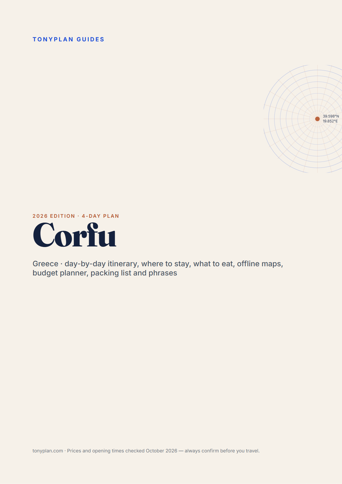 Corfu 4-Day Travel Guide 2026 — Itinerary, Food, Maps & Budget Planner (PDF) — preview