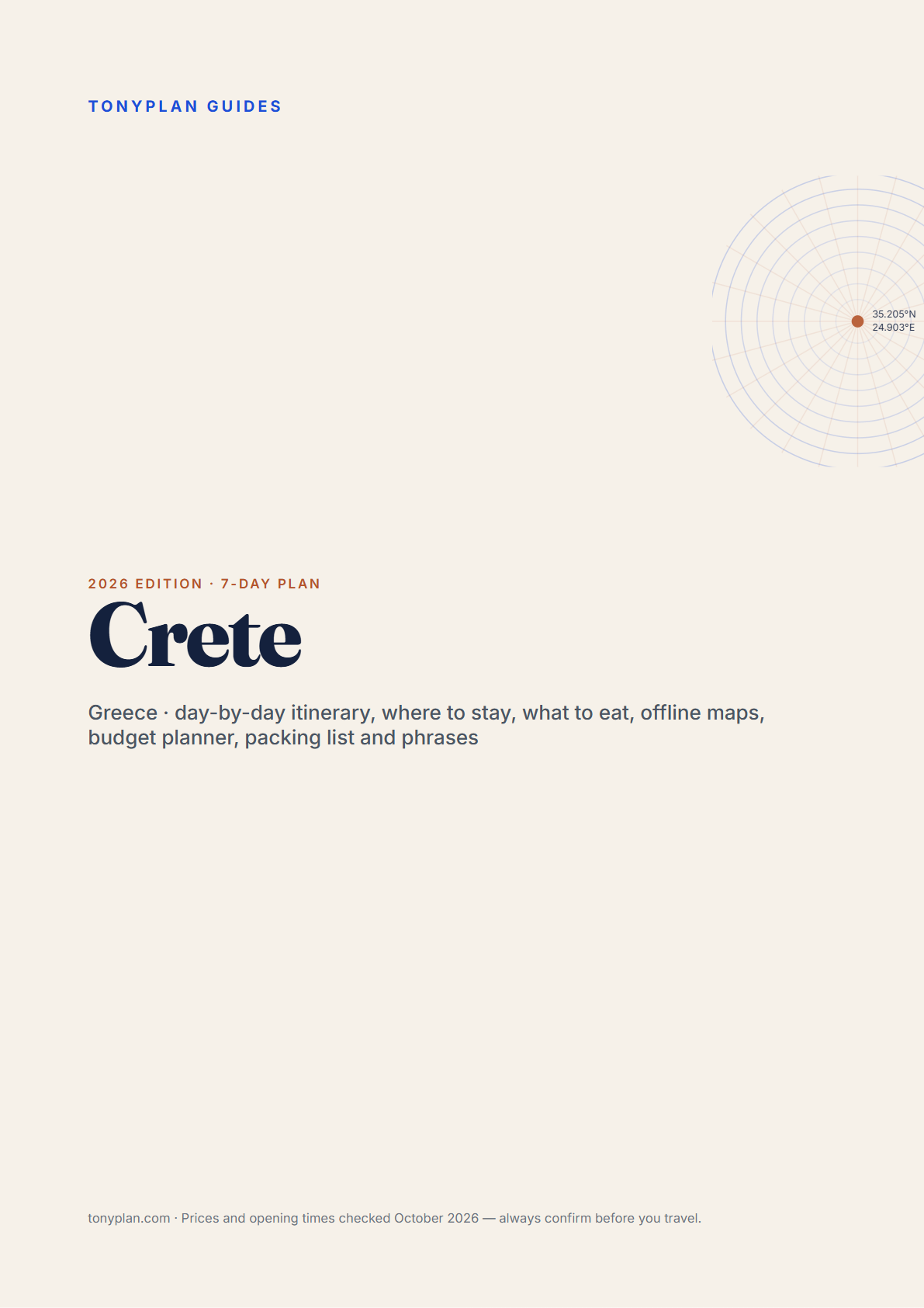 Crete 7-Day Travel Guide 2026 — Itinerary, Food, Maps & Budget Planner (PDF) — preview