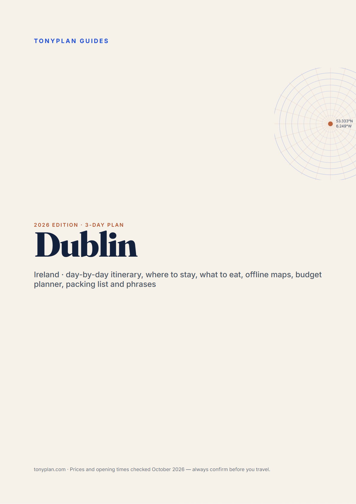Dublin 3-Day Travel Guide 2026 — Itinerary, Food, Maps & Budget Planner (PDF) — preview