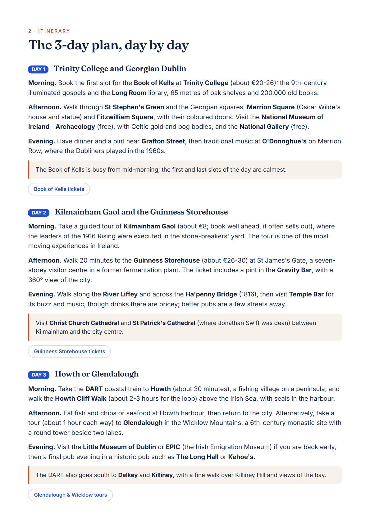 Dublin 3-Day Travel Guide 2026 — Itinerary, Food, Maps & Budget Planner (PDF) — page 2