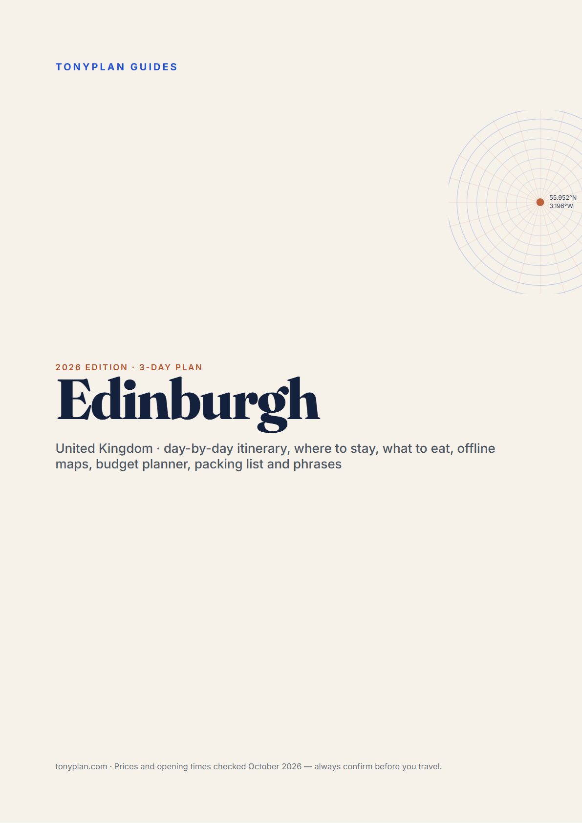 Edinburgh 3-Day Travel Guide 2026 — Itinerary, Food, Maps & Budget Planner (PDF) — preview