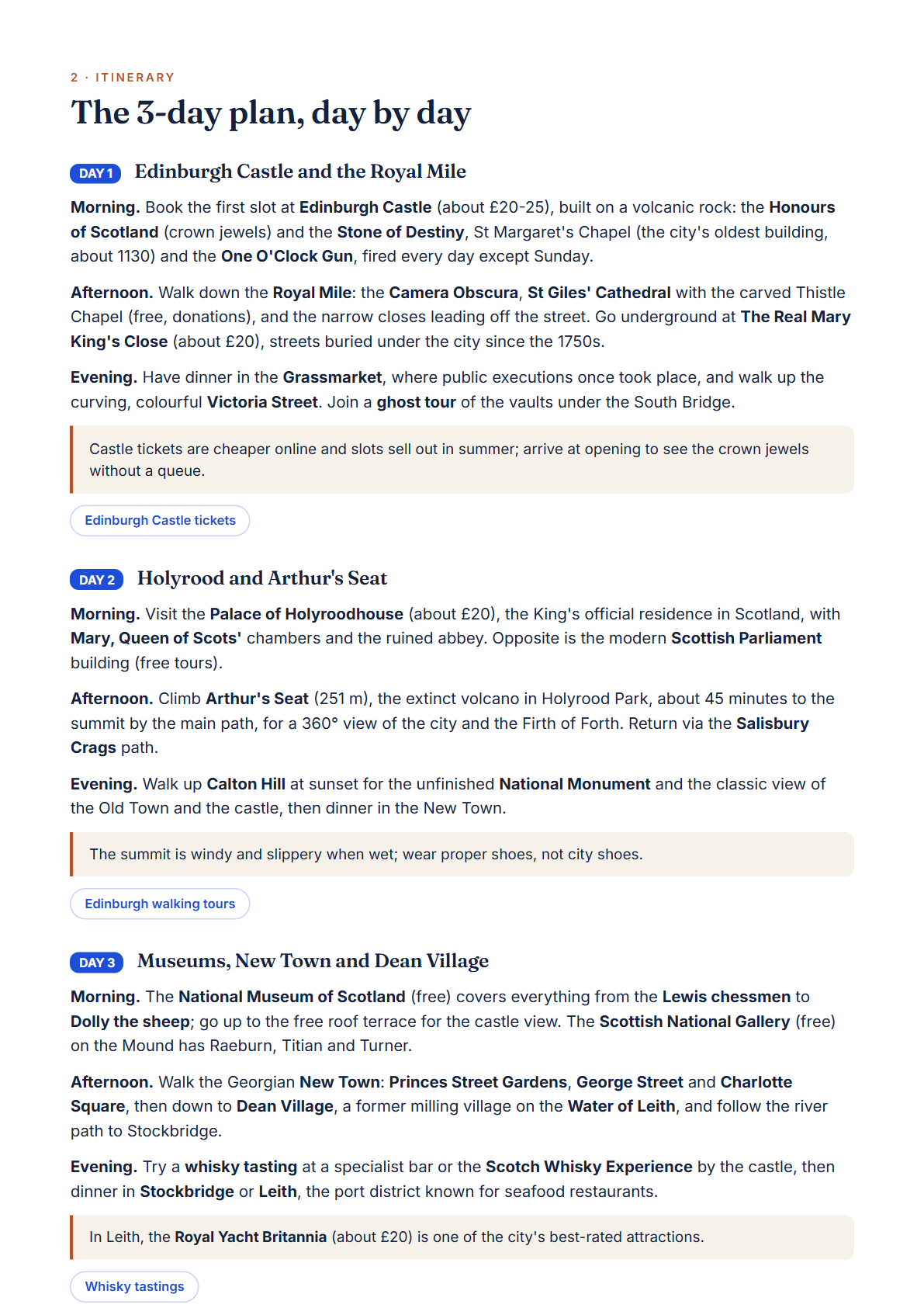 Edinburgh 3-Day Travel Guide 2026 — Itinerary, Food, Maps & Budget Planner (PDF) — page 2