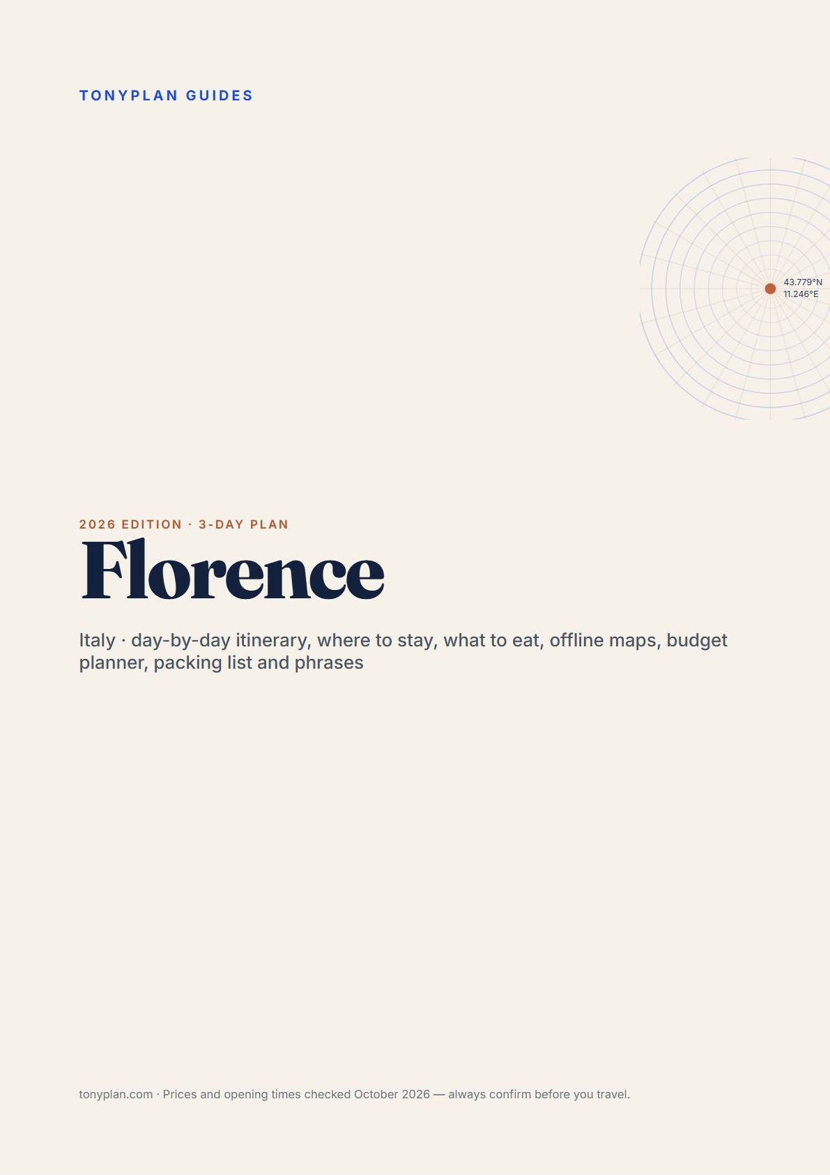 Florence 3-Day Travel Guide 2026 — Itinerary, Food, Maps & Budget Planner (PDF) — preview