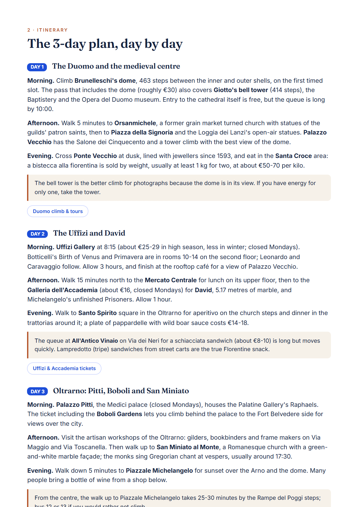 Florence 3-Day Travel Guide 2026 — Itinerary, Food, Maps & Budget Planner (PDF) — page 2