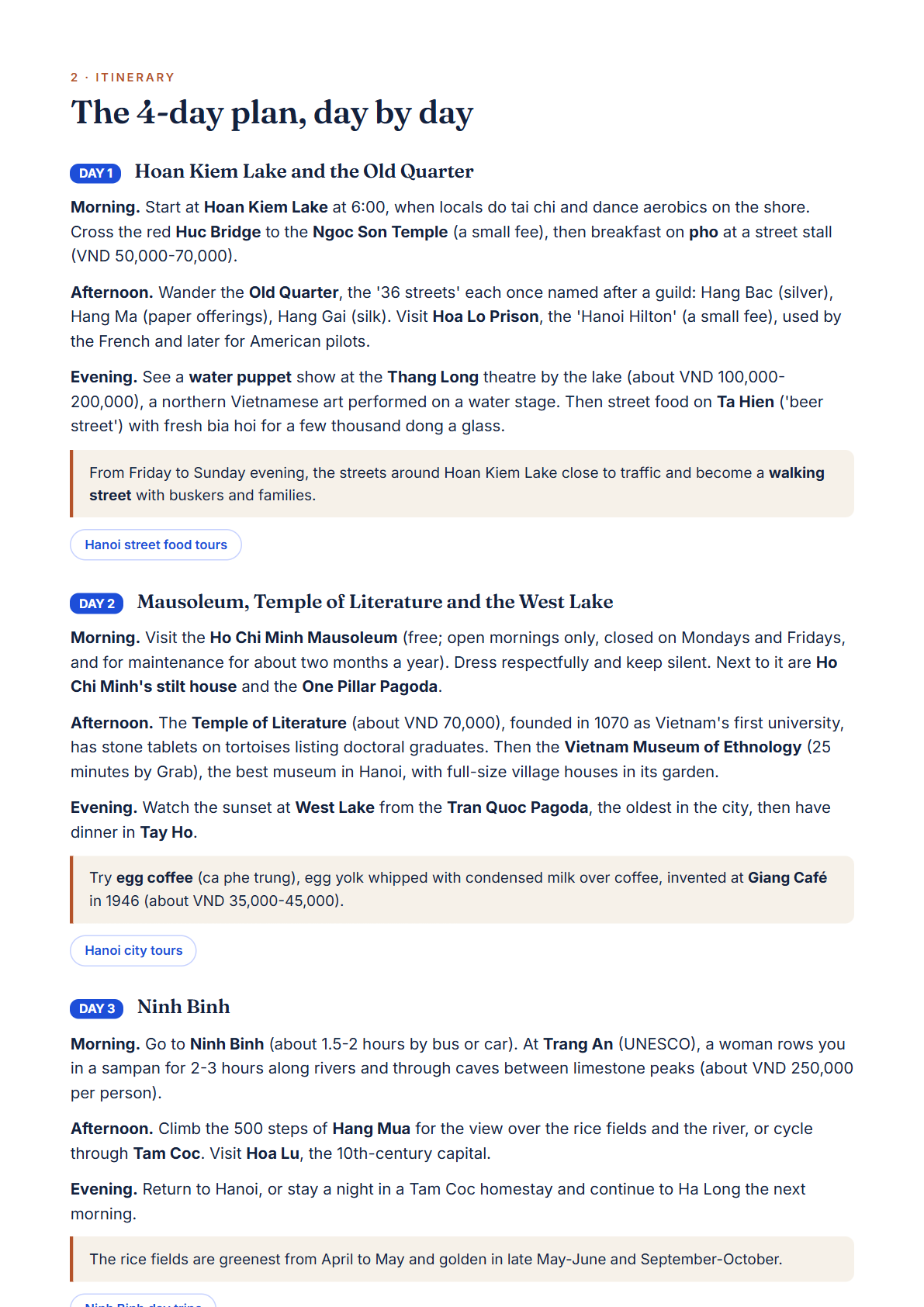Hanoi 4-Day Travel Guide 2026 — Itinerary, Food, Maps & Budget Planner (PDF) — page 2