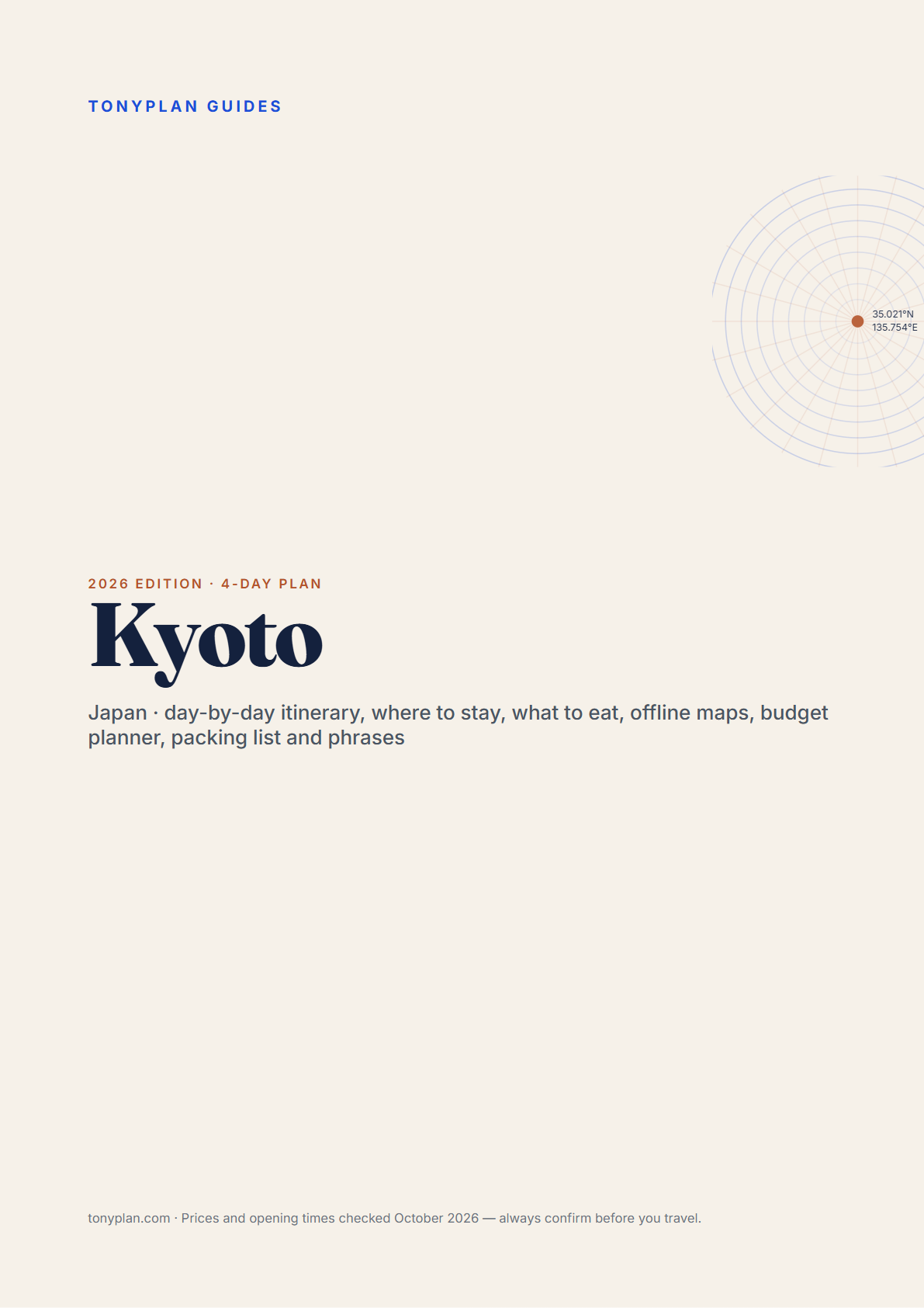 Kyoto 4-Day Travel Guide 2026 — Itinerary, Food, Maps & Budget Planner (PDF) — preview