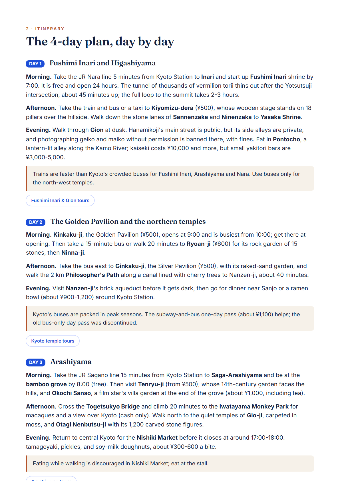 Kyoto 4-Day Travel Guide 2026 — Itinerary, Food, Maps & Budget Planner (PDF) — page 2