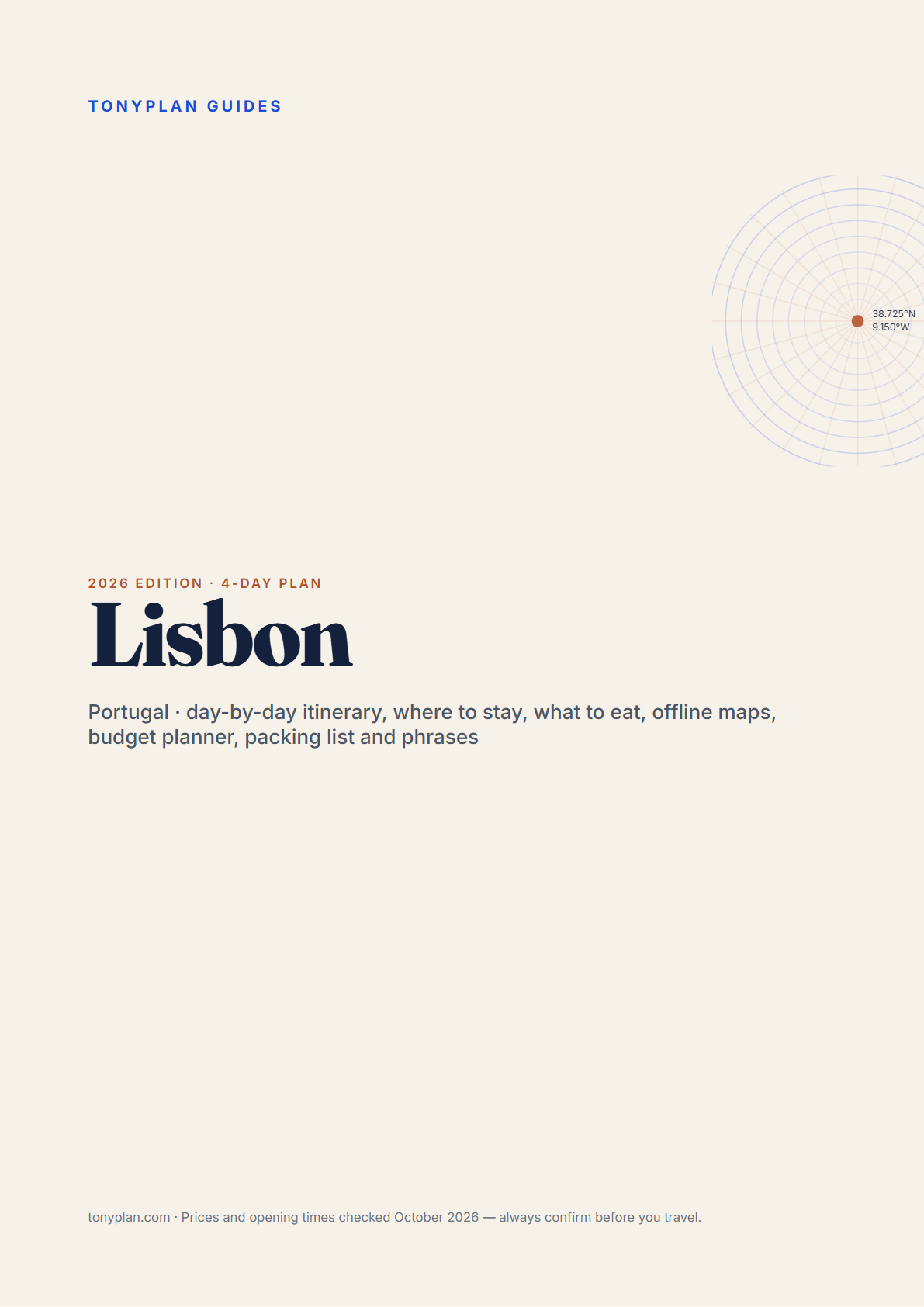 Lisbon 4-Day Travel Guide 2026 — Itinerary, Food, Maps & Budget Planner (PDF) — preview