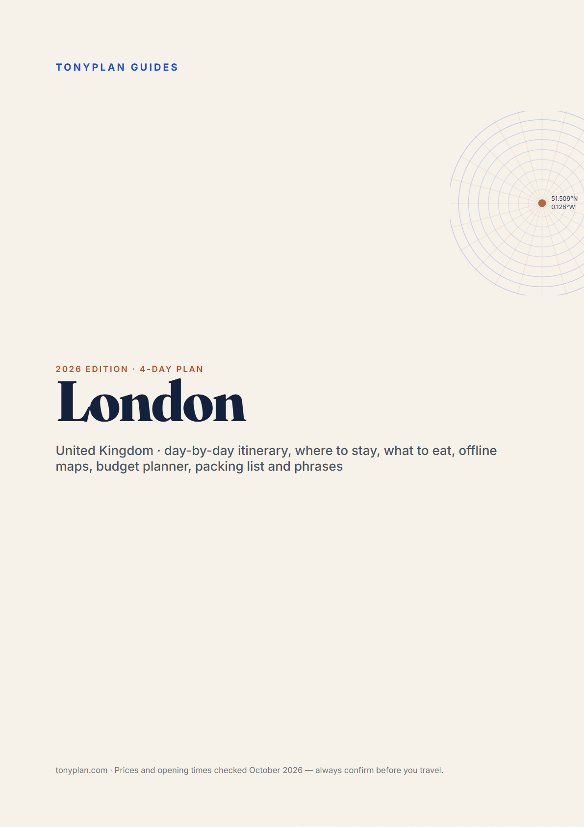 London 4-Day Travel Guide 2026 — Itinerary, Food, Maps & Budget Planner (PDF) — preview