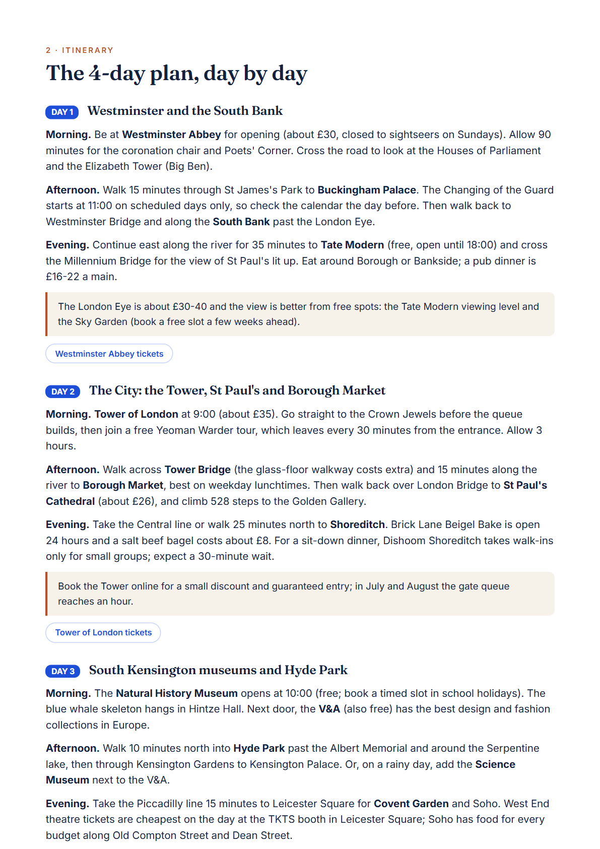 London 4-Day Travel Guide 2026 — Itinerary, Food, Maps & Budget Planner (PDF) — page 2