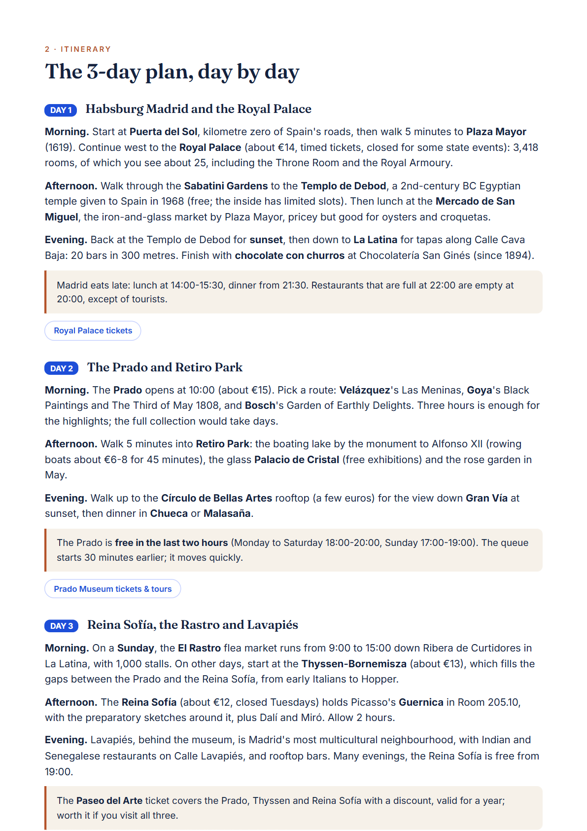 Madrid 3-Day Travel Guide 2026 — Itinerary, Food, Maps & Budget Planner (PDF) — page 2