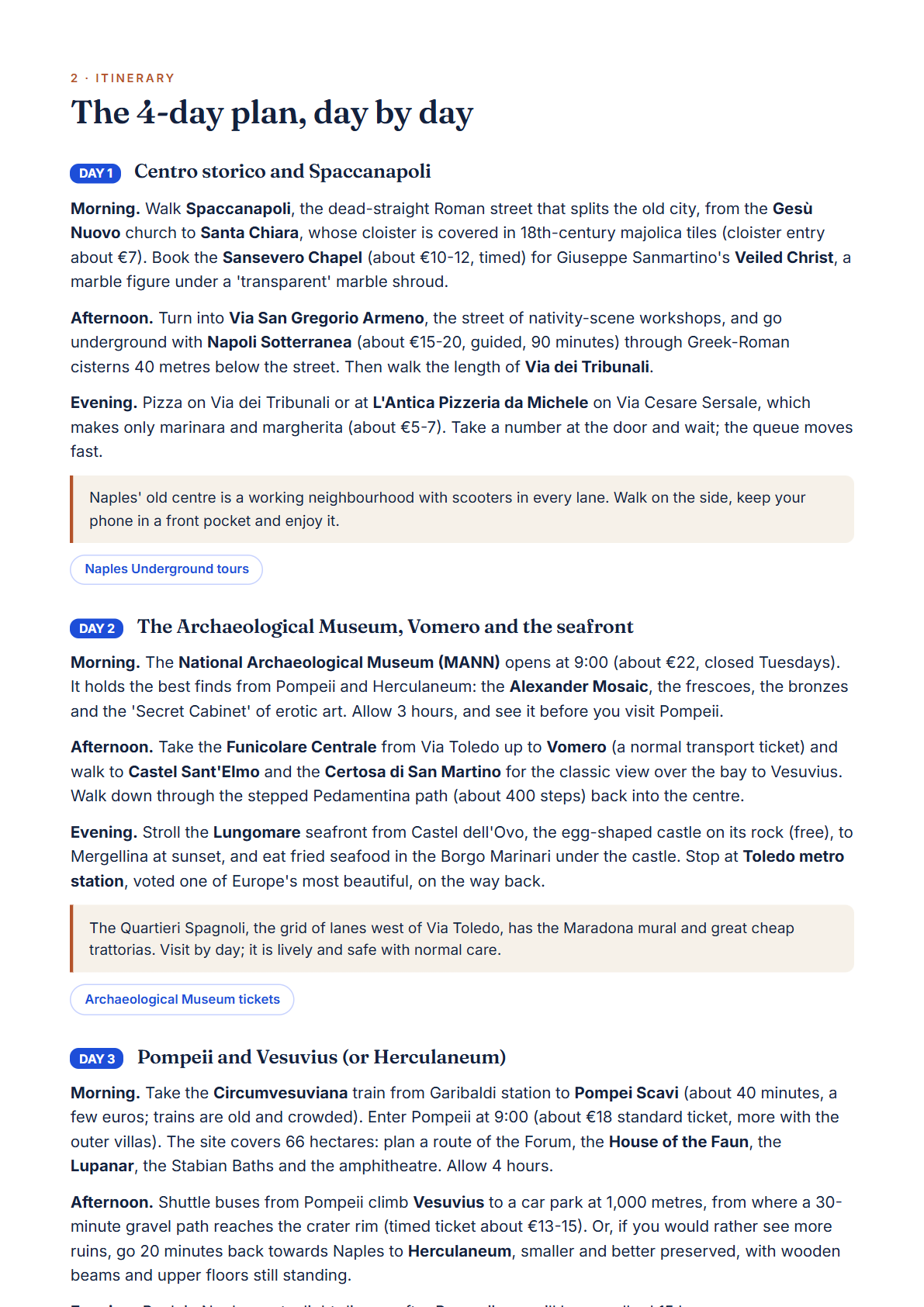 Naples 4-Day Travel Guide 2026 — Itinerary, Food, Maps & Budget Planner (PDF) — page 2