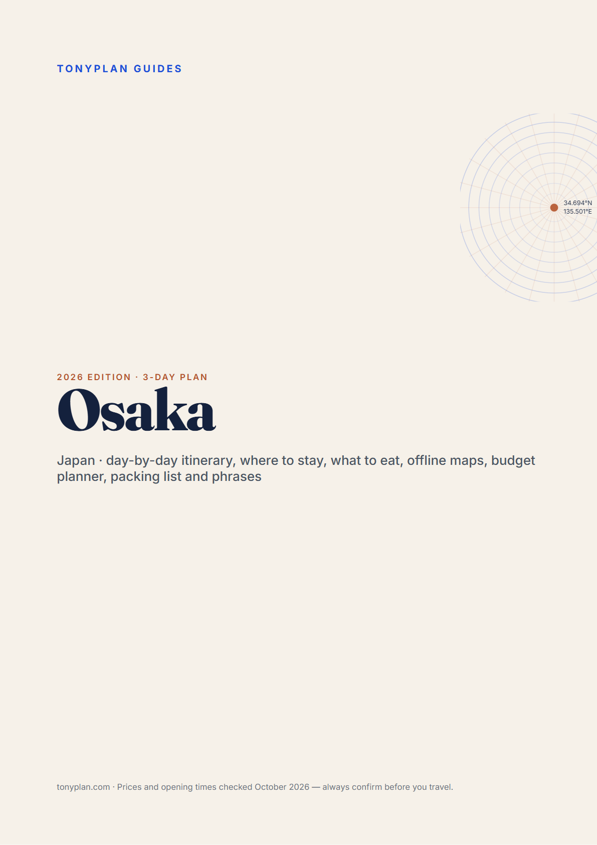 Osaka 3-Day Travel Guide 2026 — Itinerary, Food, Maps & Budget Planner (PDF) — preview