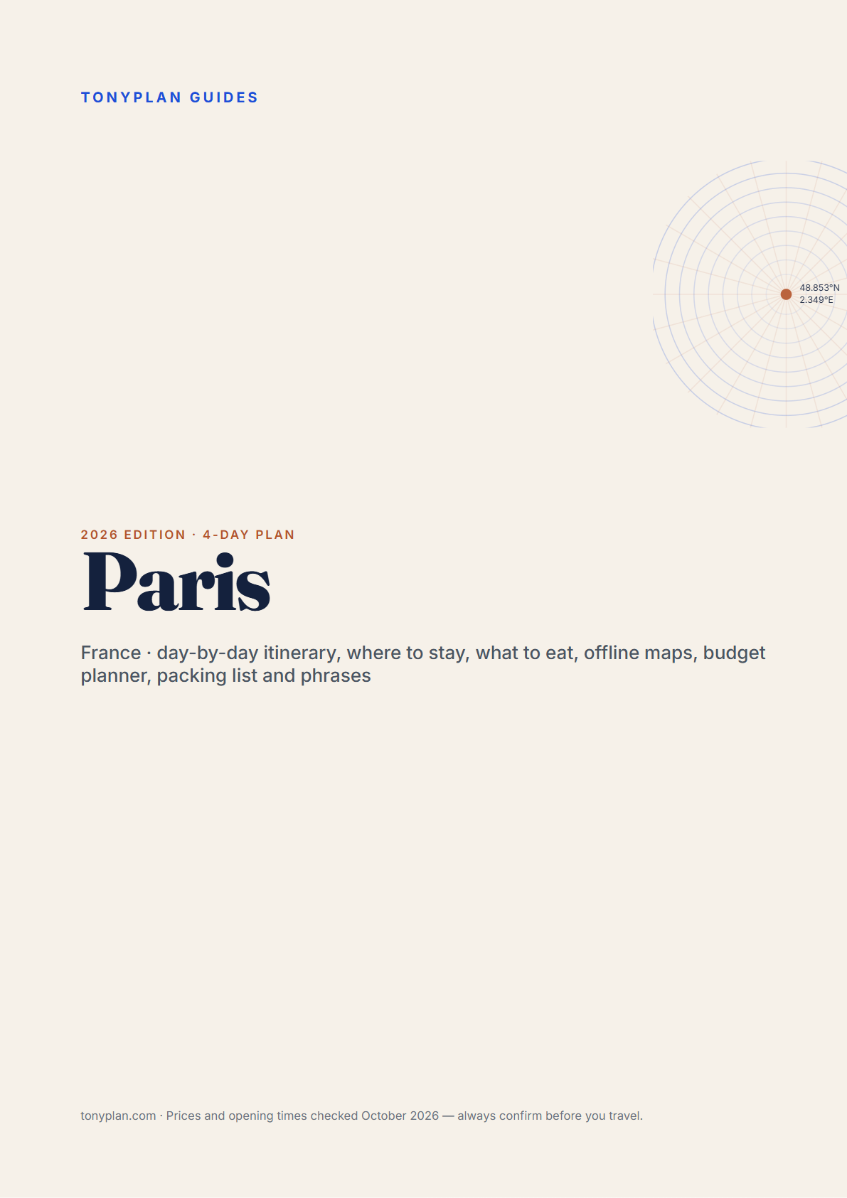 Paris 4-Day Travel Guide 2026 — Itinerary, Food, Maps & Budget Planner (PDF) — preview