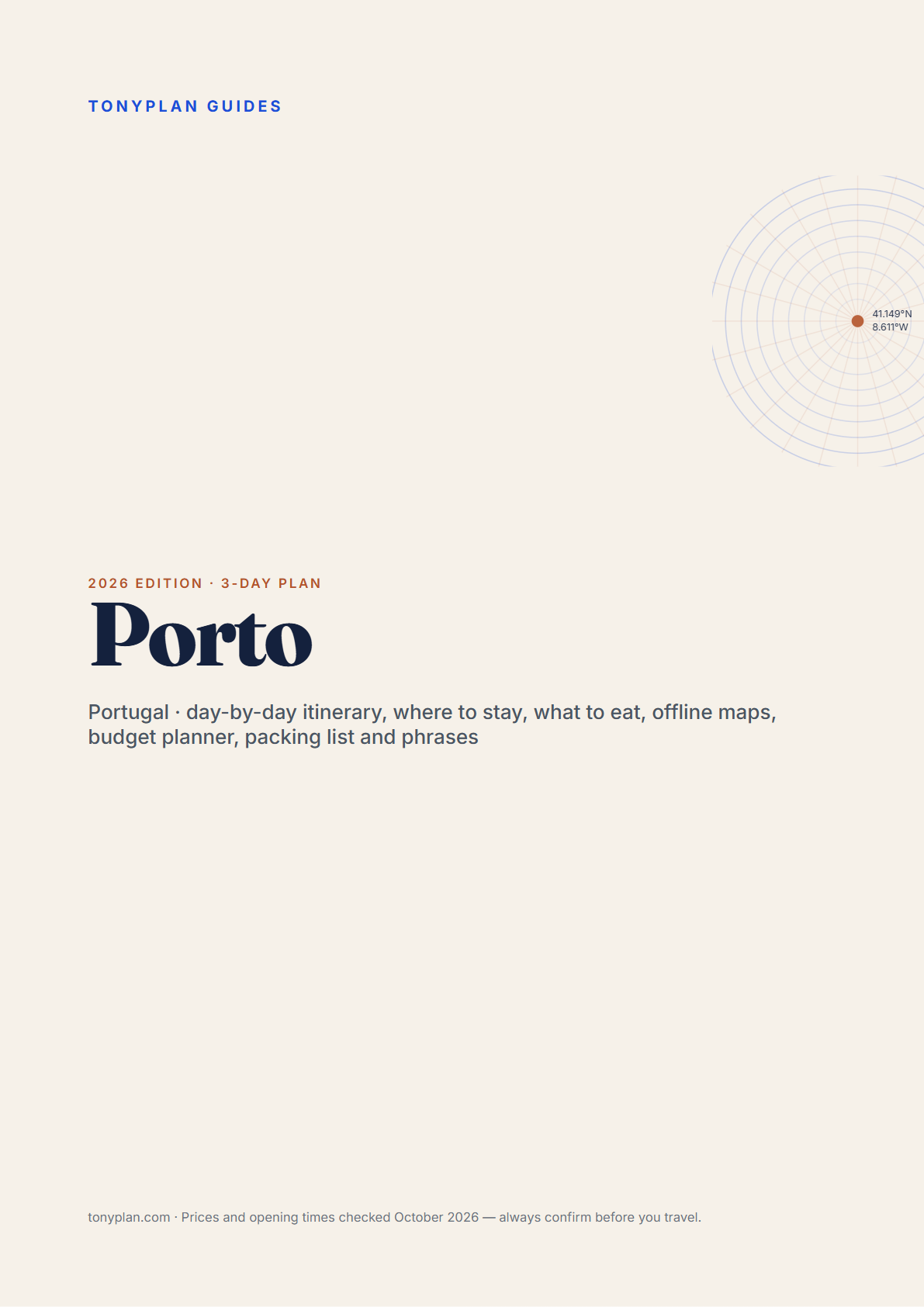 Porto 3-Day Travel Guide 2026 — Itinerary, Food, Maps & Budget Planner (PDF) — preview