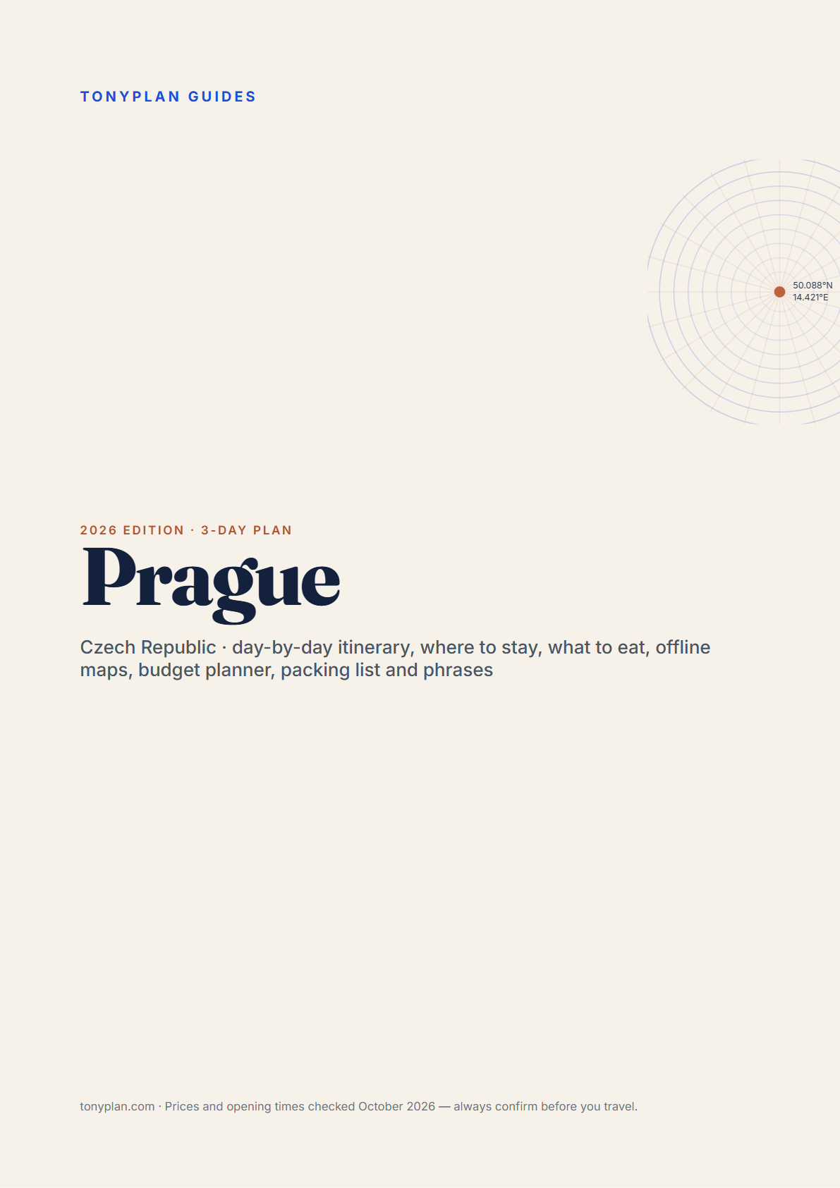 Prague 3-Day Travel Guide 2026 — Itinerary, Food, Maps & Budget Planner (PDF) — preview