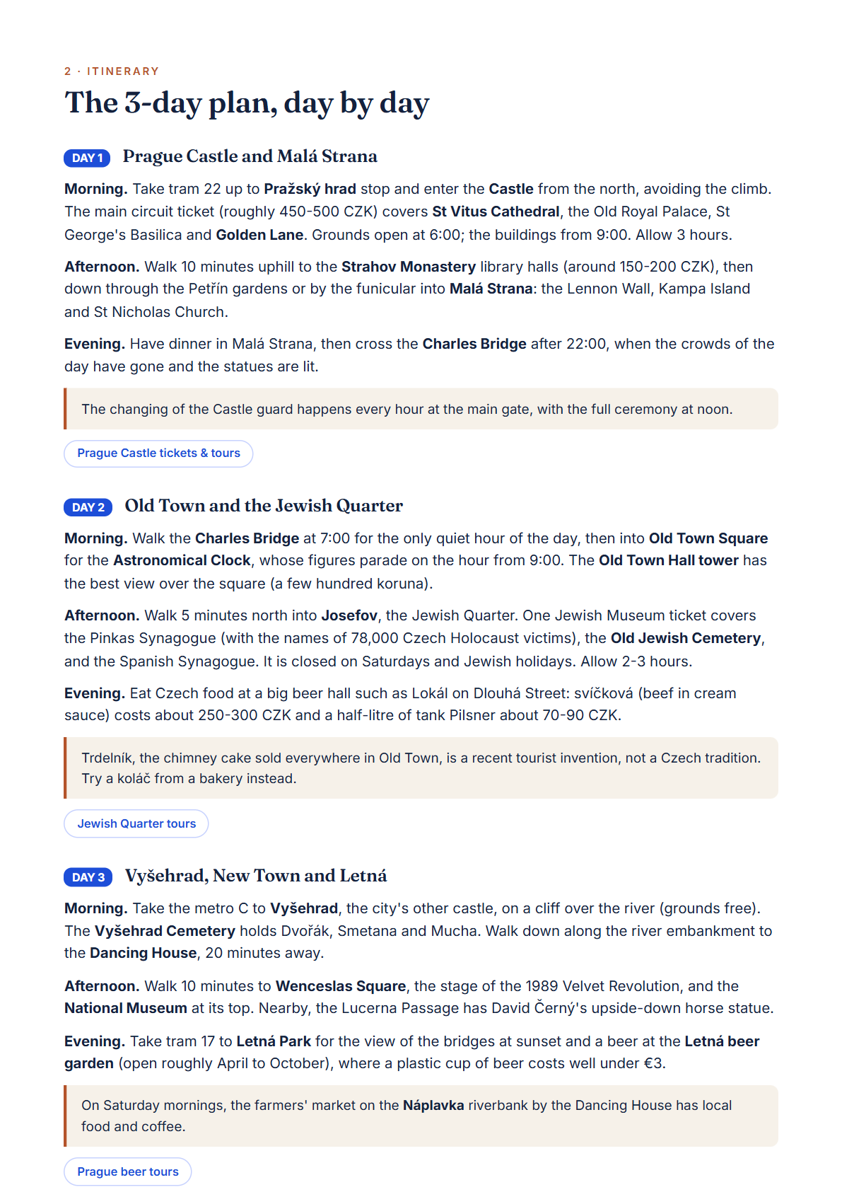 Prague 3-Day Travel Guide 2026 — Itinerary, Food, Maps & Budget Planner (PDF) — page 2
