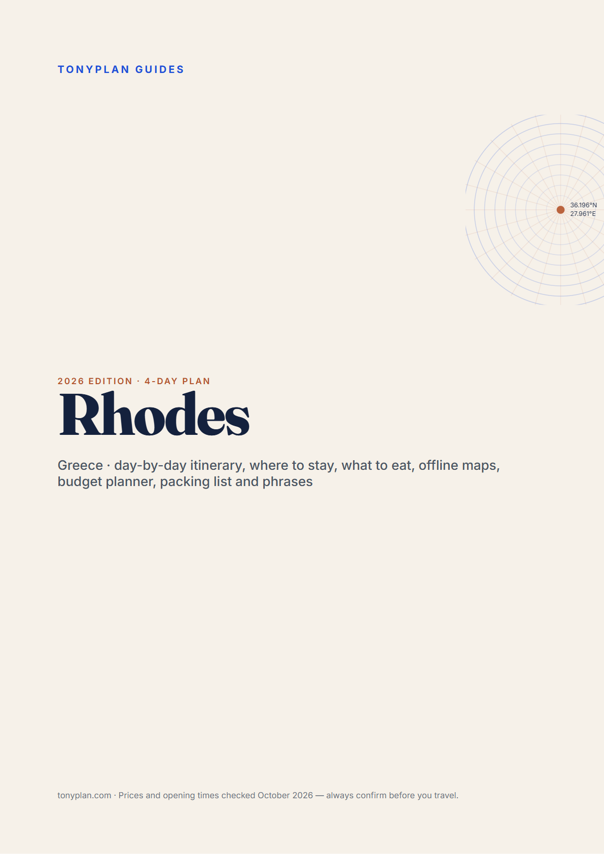 Rhodes 4-Day Travel Guide 2026 — Itinerary, Food, Maps & Budget Planner (PDF) — preview