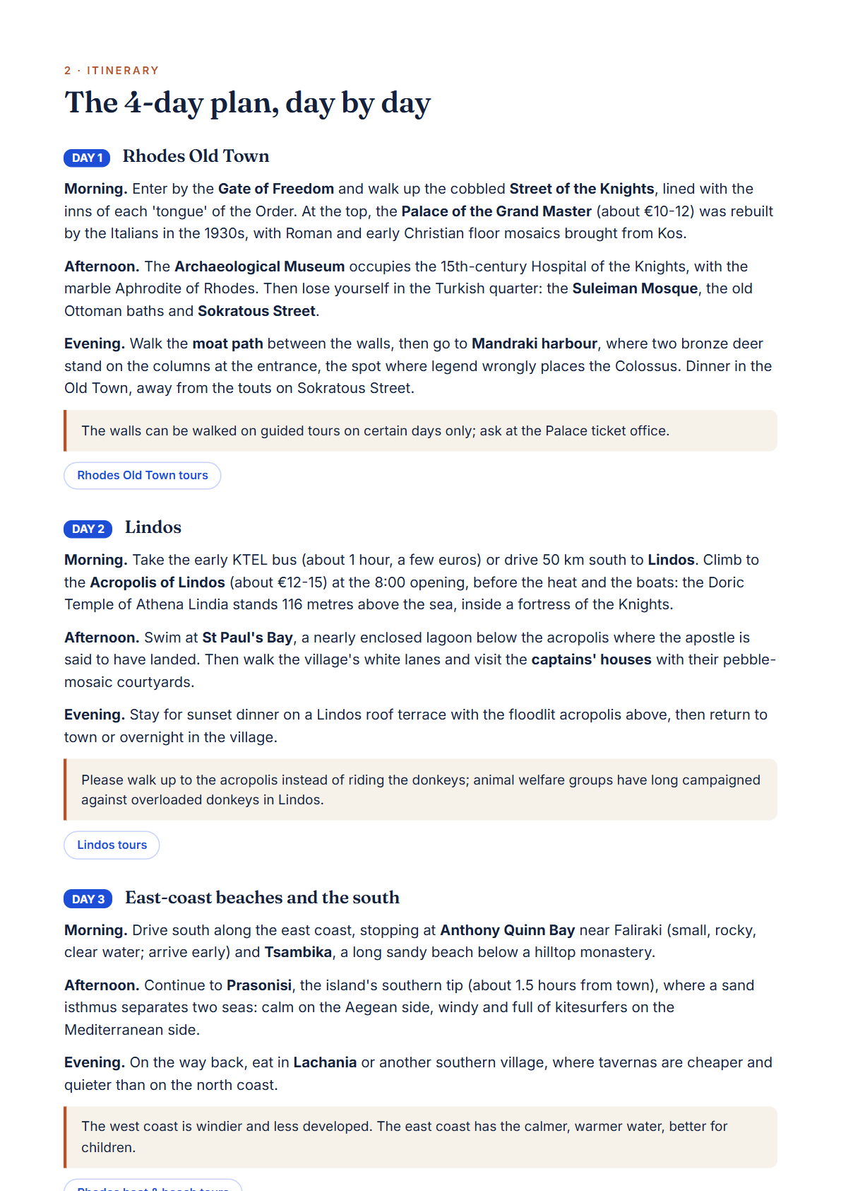Rhodes 4-Day Travel Guide 2026 — Itinerary, Food, Maps & Budget Planner (PDF) — page 2