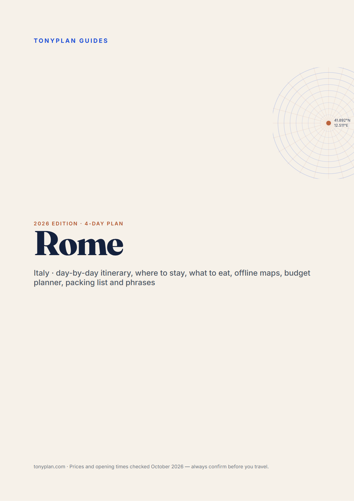 Rome 4-Day Travel Guide 2026 — Itinerary, Food, Maps & Budget Planner (PDF) — preview