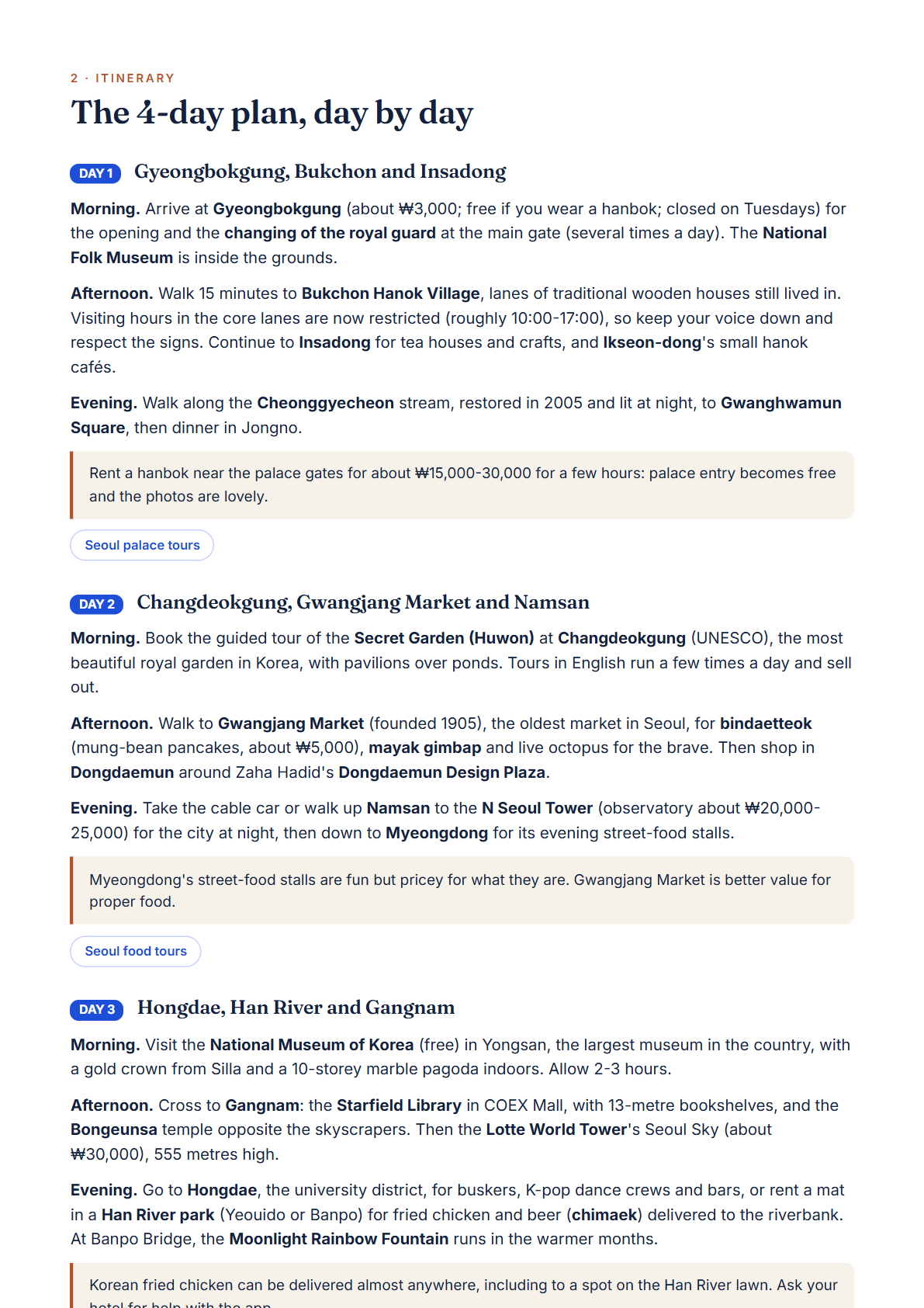 Seoul 4-Day Travel Guide 2026 — Itinerary, Food, Maps & Budget Planner (PDF) — page 2