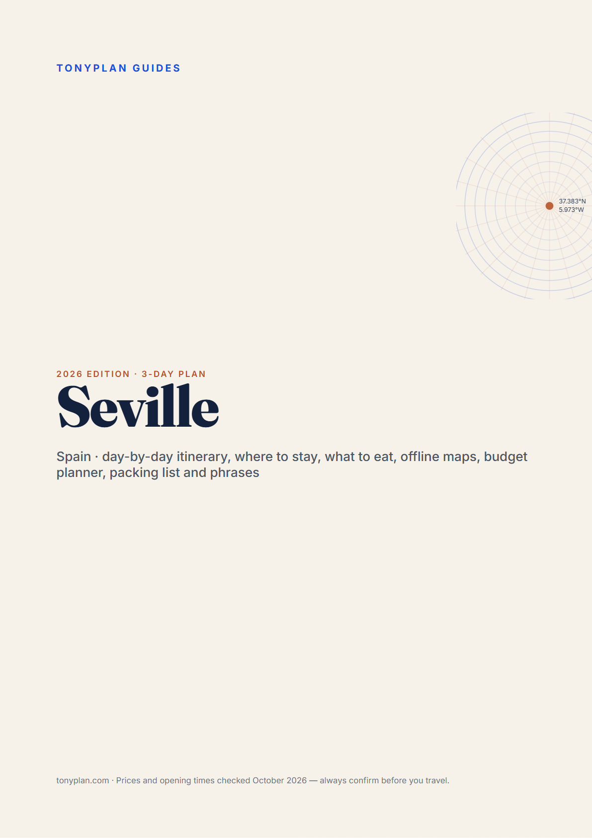 Seville 3-Day Travel Guide 2026 — Itinerary, Food, Maps & Budget Planner (PDF) — preview