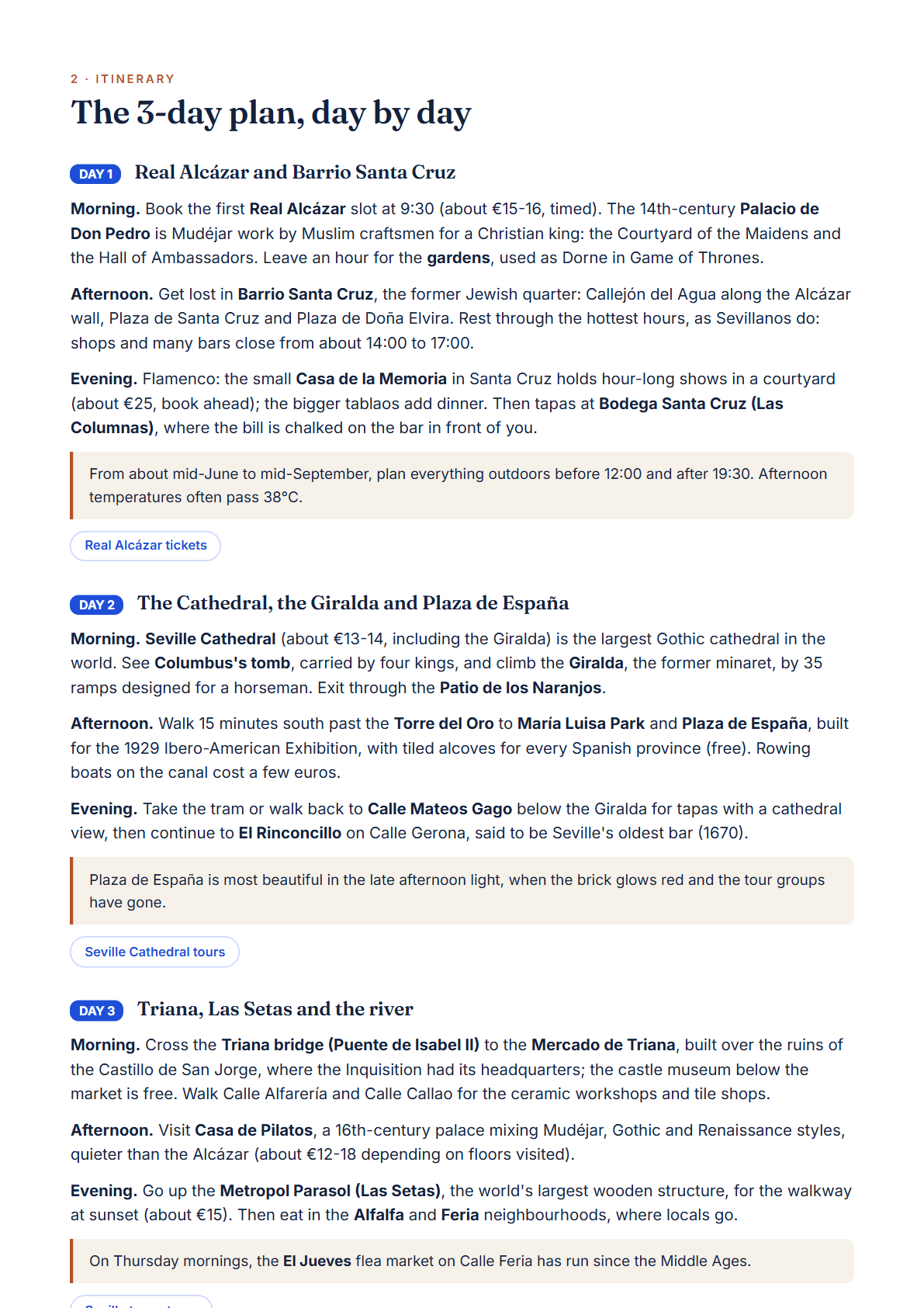 Seville 3-Day Travel Guide 2026 — Itinerary, Food, Maps & Budget Planner (PDF) — page 2