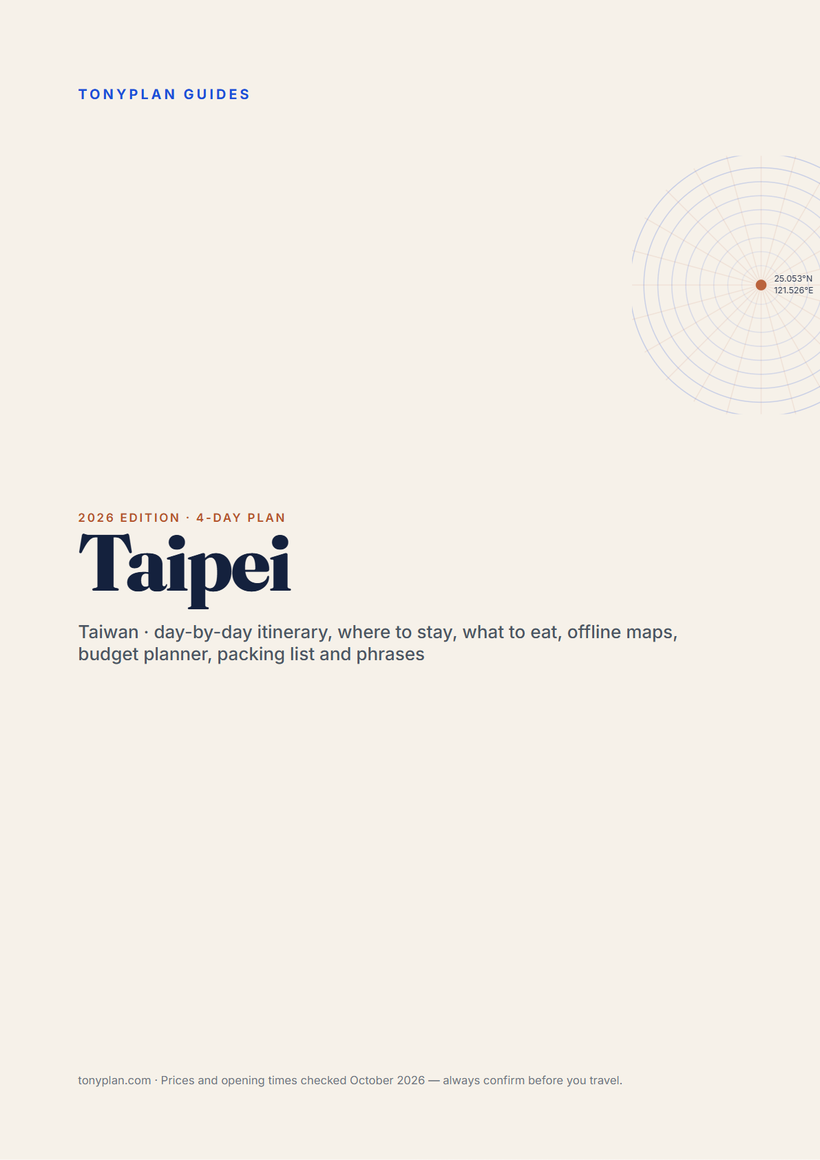 Taipei 4-Day Travel Guide 2026 — Itinerary, Food, Maps & Budget Planner (PDF) — preview