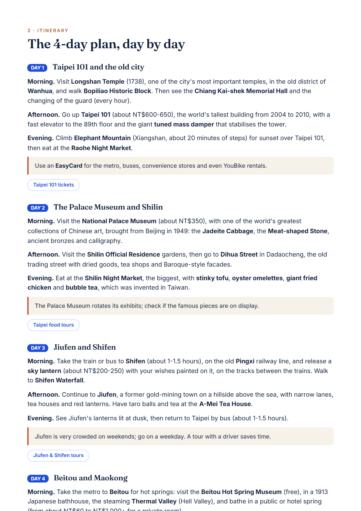 Taipei 4-Day Travel Guide 2026 — Itinerary, Food, Maps & Budget Planner (PDF) — page 2