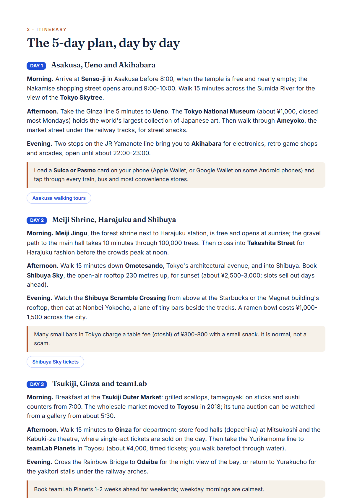 Tokyo 5-Day Travel Guide 2026 — Itinerary, Food, Maps & Budget Planner (PDF) — page 2