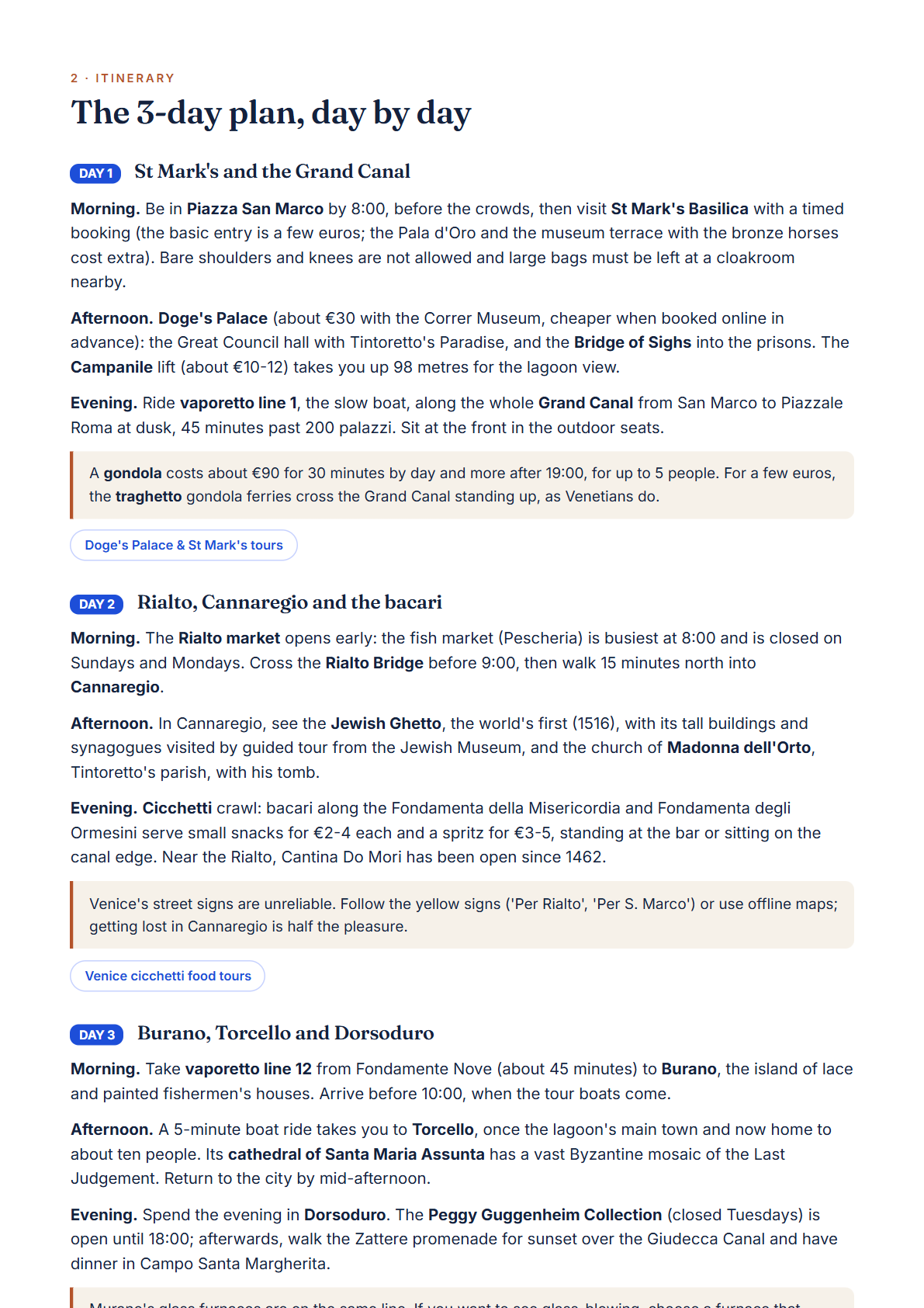 Venice 3-Day Travel Guide 2026 — Itinerary, Food, Maps & Budget Planner (PDF) — page 2