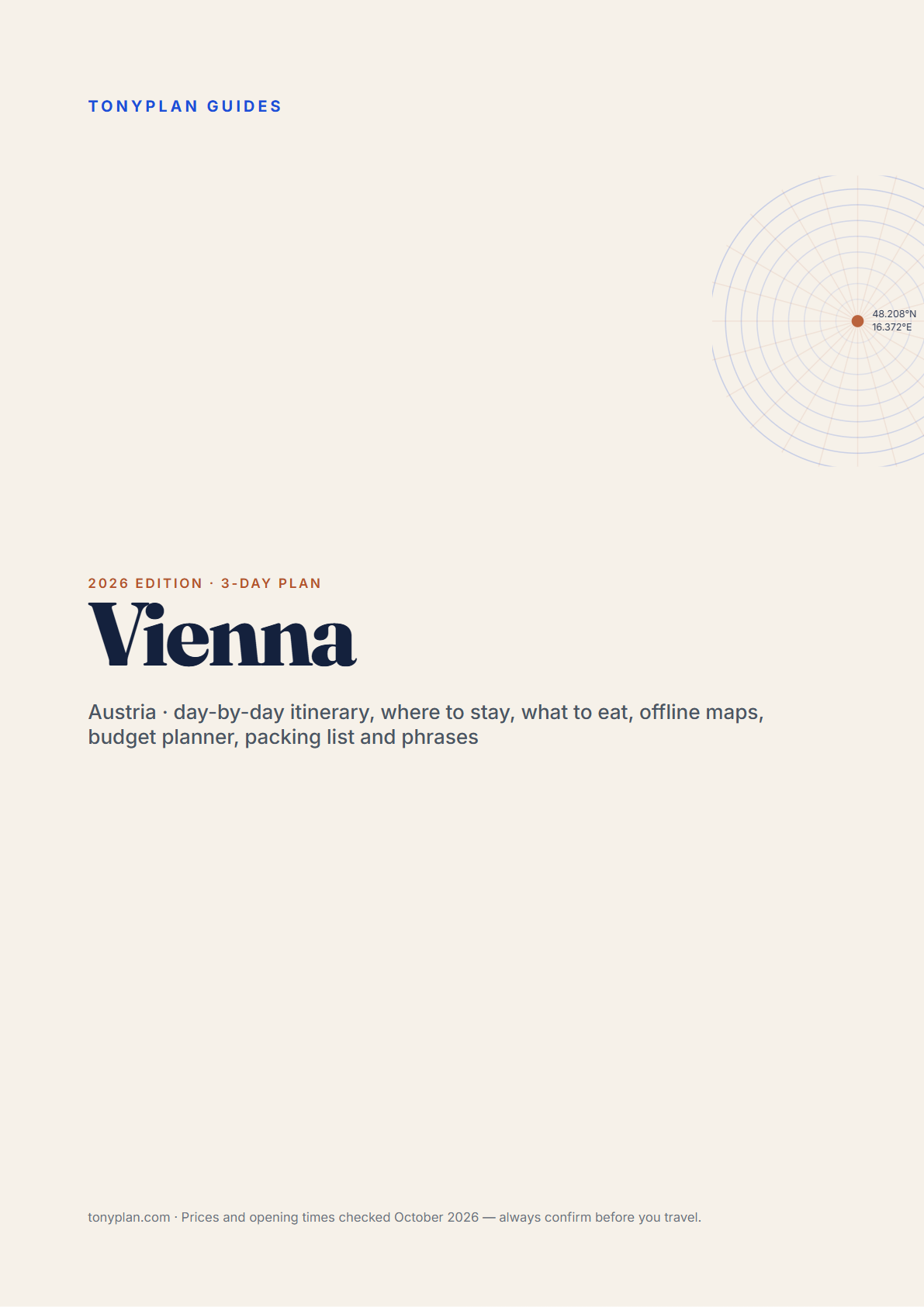 Vienna 3-Day Travel Guide 2026 — Itinerary, Food, Maps & Budget Planner (PDF) — preview