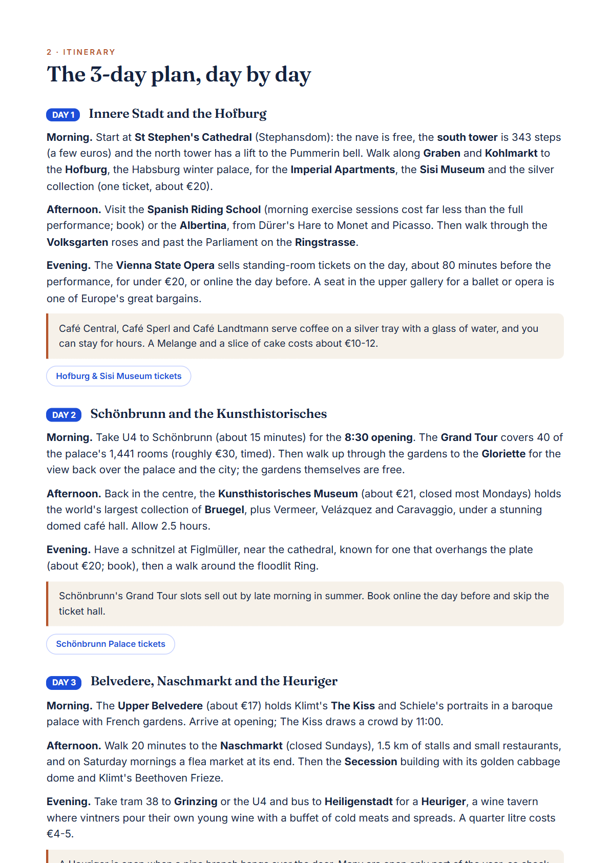 Vienna 3-Day Travel Guide 2026 — Itinerary, Food, Maps & Budget Planner (PDF) — page 2