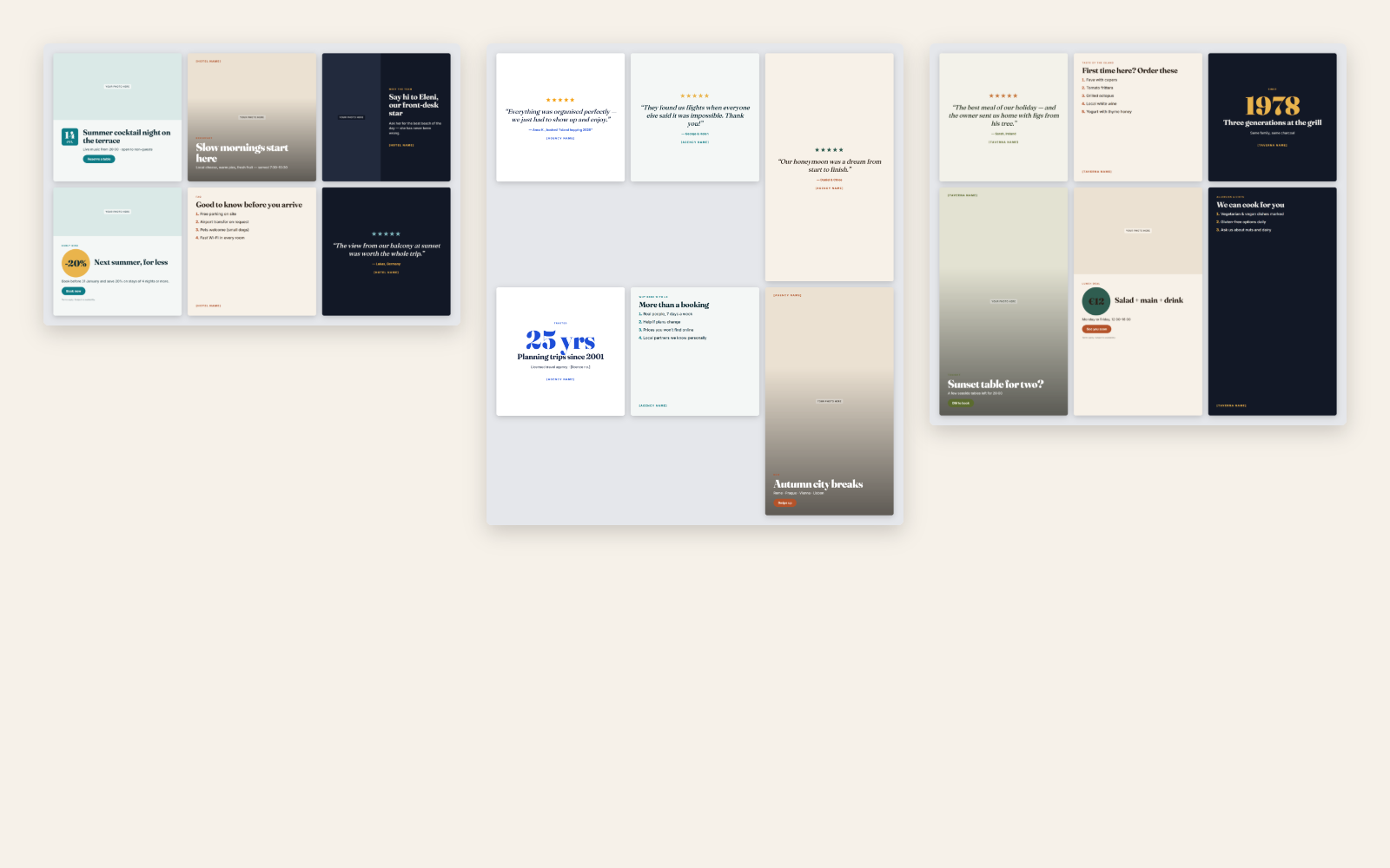 All 6 Tourism Business Template Packs — Hotels, Agencies, Restaurants, Villas, Tours & Destinations — page 2