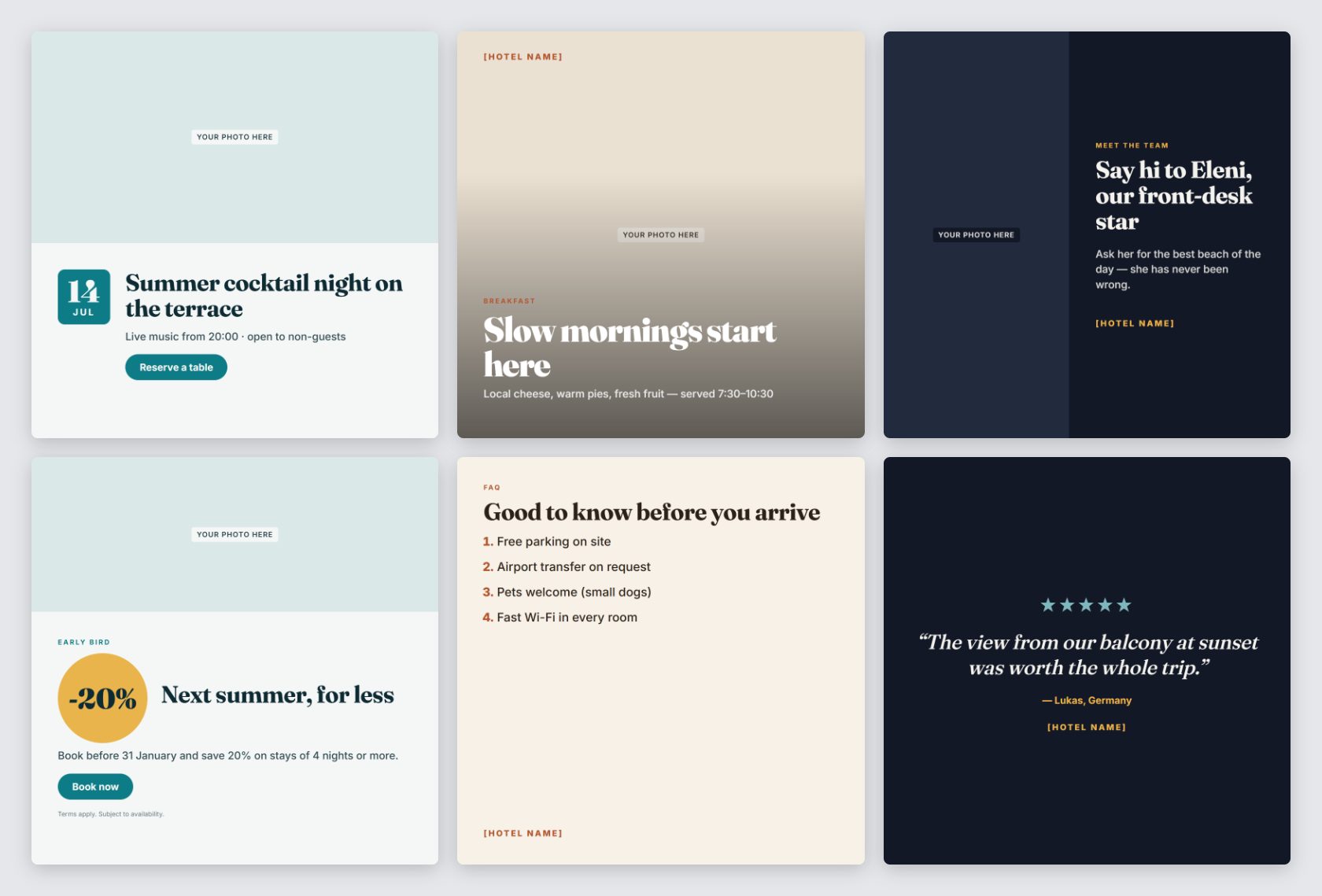 Hotel Social Media Template Pack — 30 Instagram & Facebook Posts — page 2
