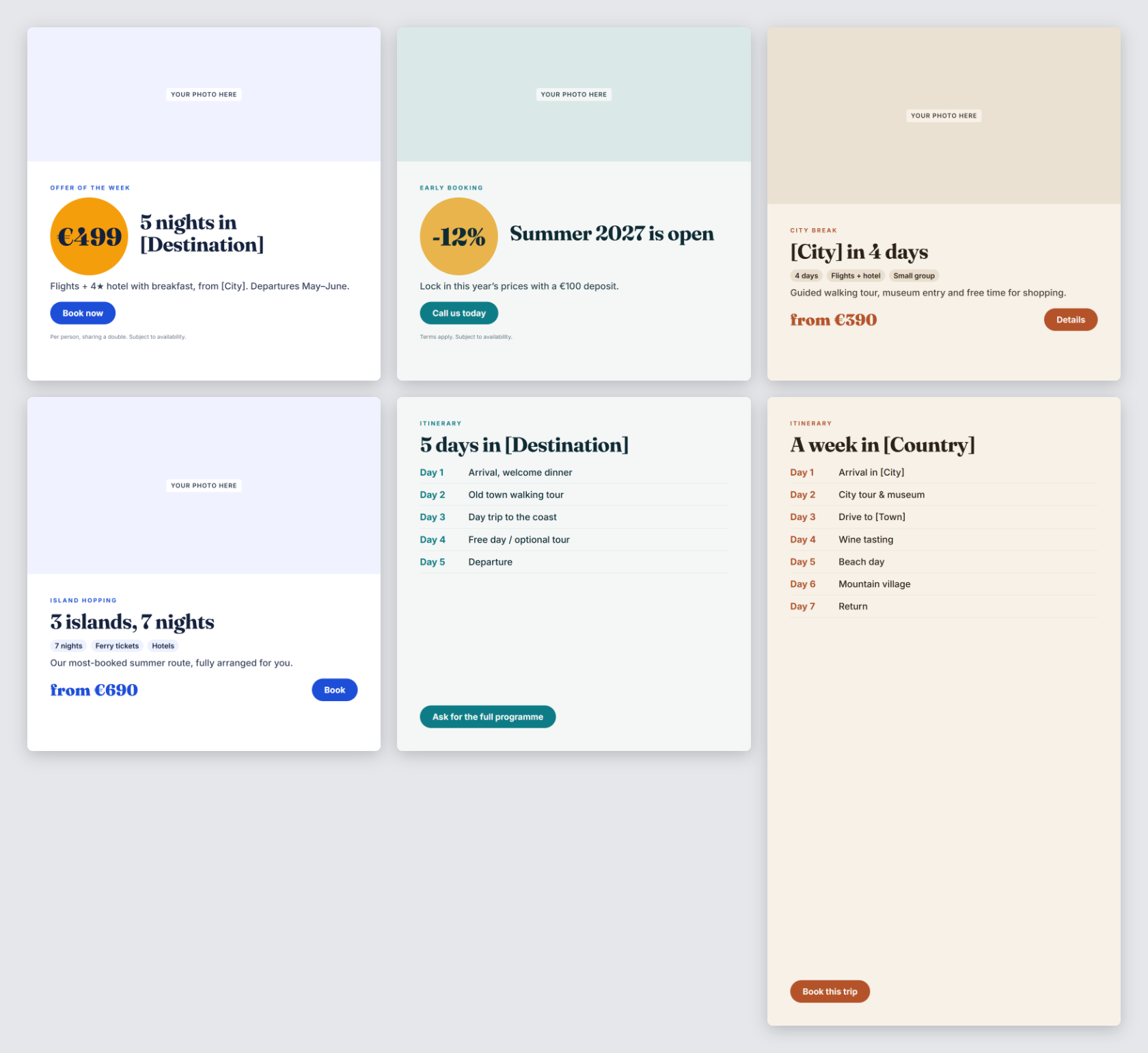 Travel Agency Template Pack — Offers, Itineraries & Testimonials — preview