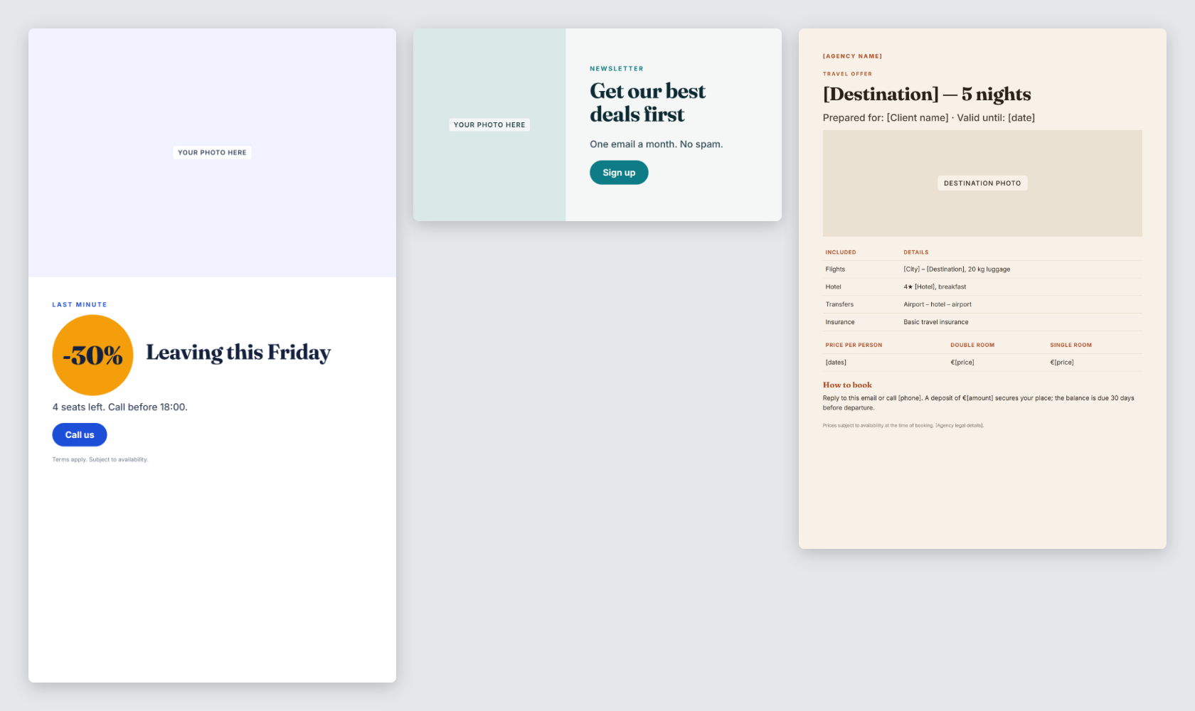 Travel Agency Template Pack — Offers, Itineraries & Testimonials — page 3