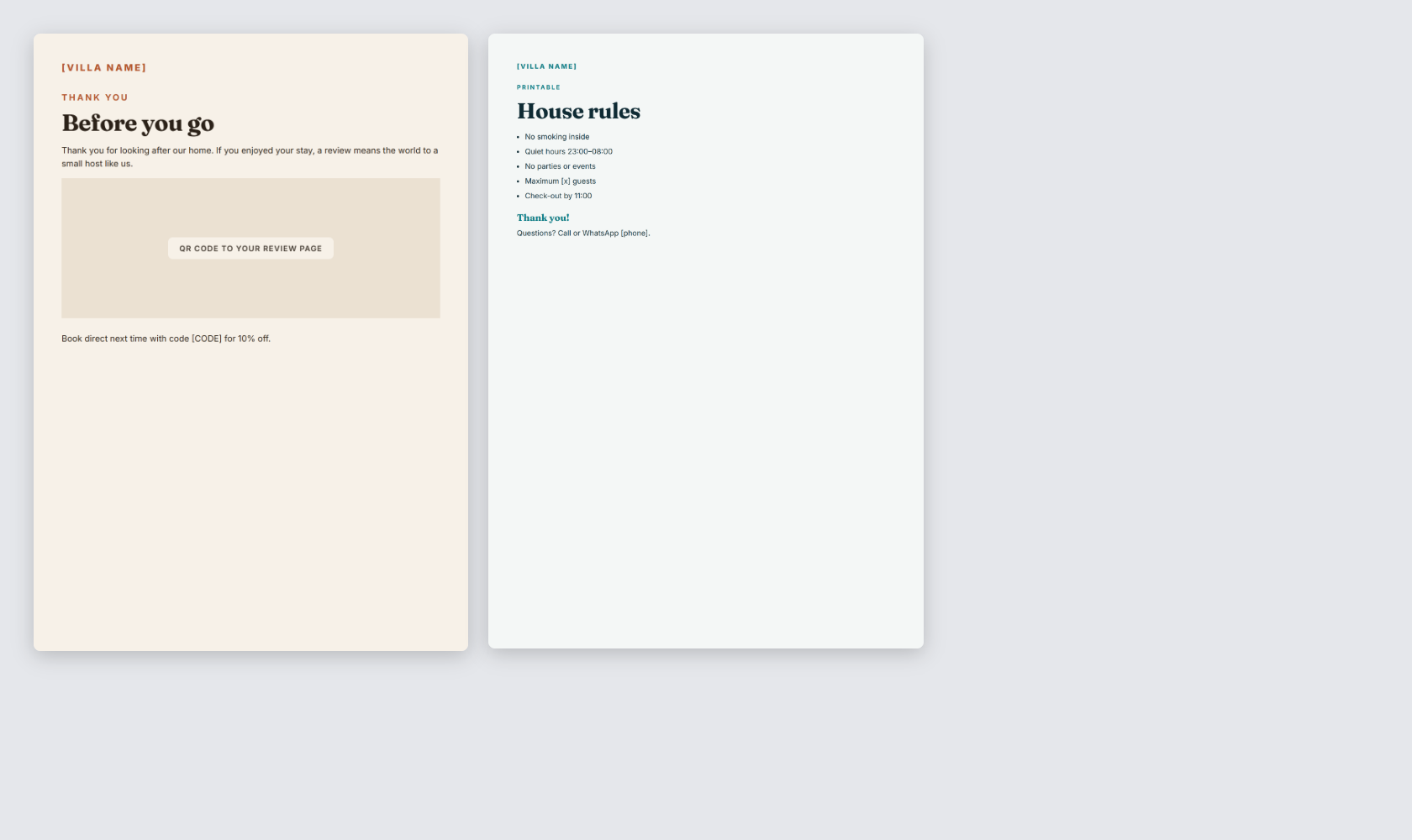 Villa & Airbnb Welcome Book — House Rules & Local Guide — page 2